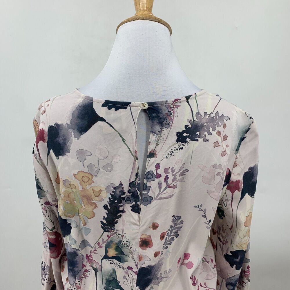 Haute Hippie Twist Front Asymmetrical Dress Women M Medium Floral Quarter Sleeve - Picture 6 of 14